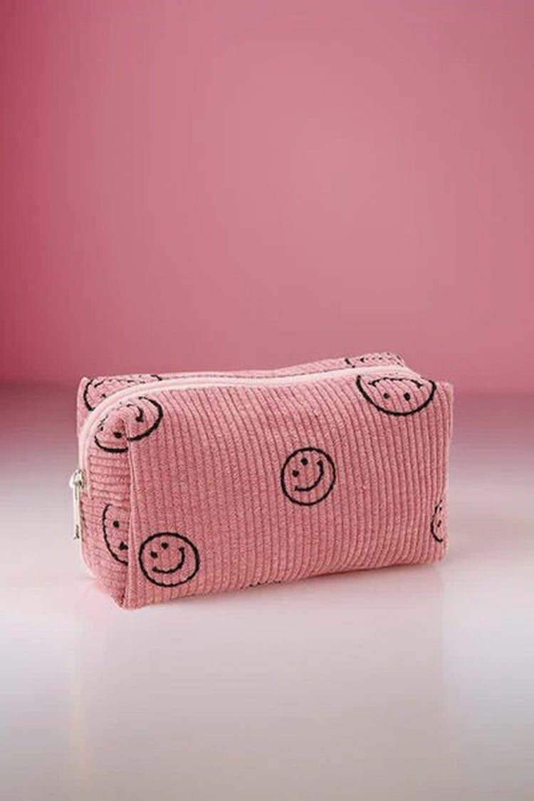 Zenana Smiley Corduroy Cosmetic Bag