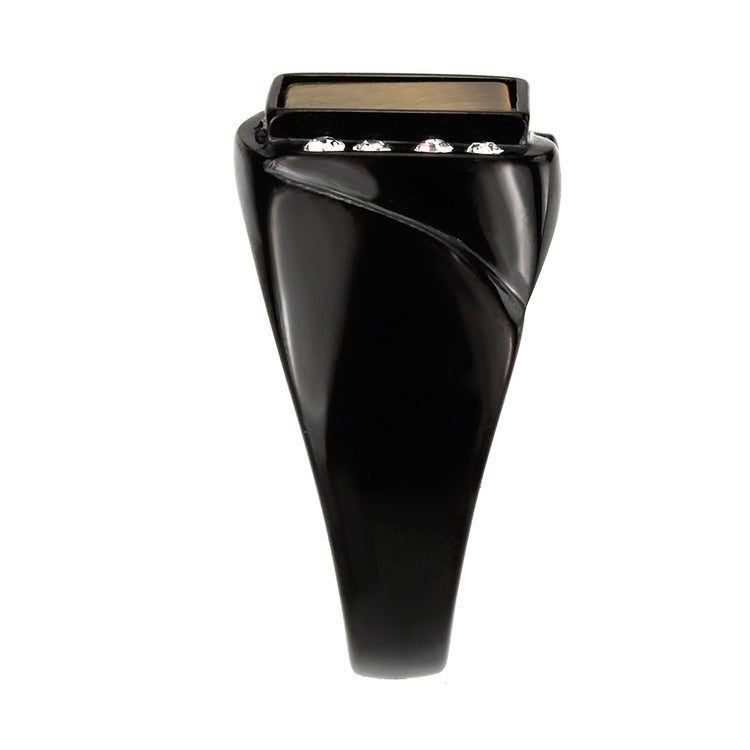 TK3756 IP Black Stainless Steel Ring with Synthetic in Topaz-4