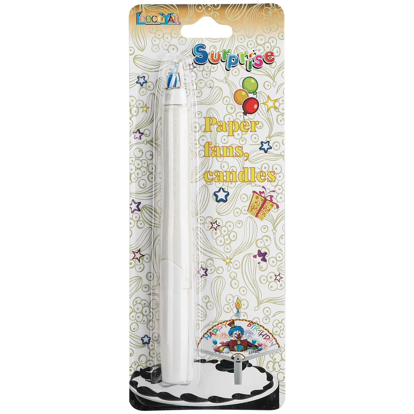 Birthday Candle with Joker Fan Banner Safe Material Unique Design Clown Pattern Candles for Decorating Birthday Theme Party Cake