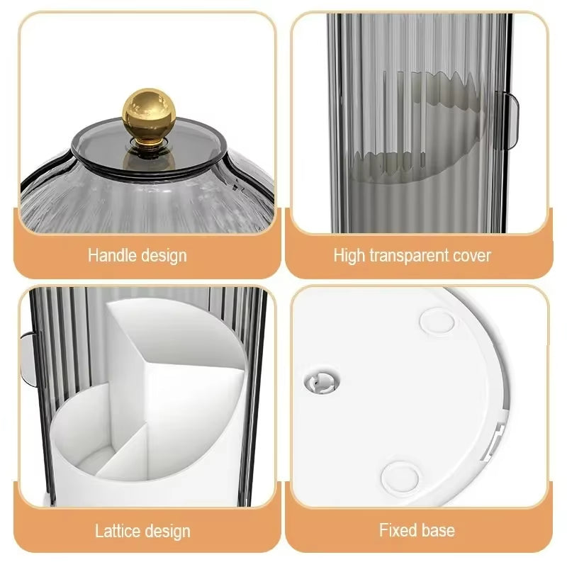 Soporte Giratorio De 360 ° Con Tapa Para Brochas De Maquillaje, Caja De Almacenamiento Para Lápiz Labial, Cejas, Sombra De Ojos,