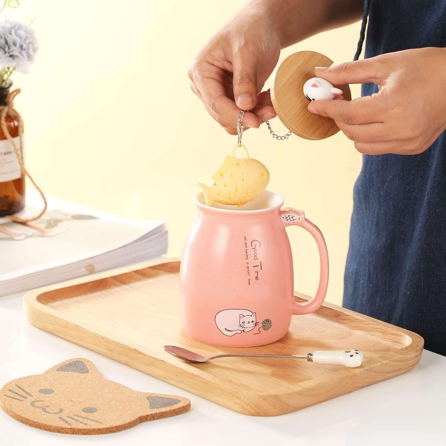Cute Kawaii Cat Tea Mug Infuser