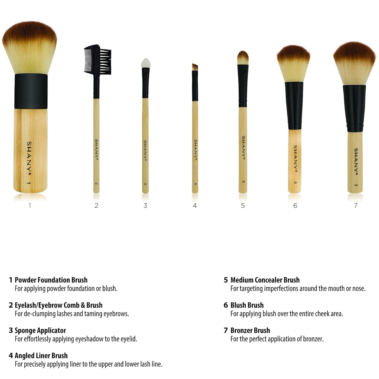 7Pc Bamboo Vegan Makeup Brushs