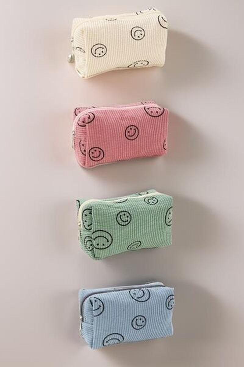 Zenana Smiley Corduroy Cosmetic Bag