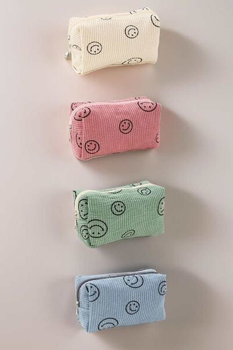 Zenana Smiley Corduroy Cosmetic Bag