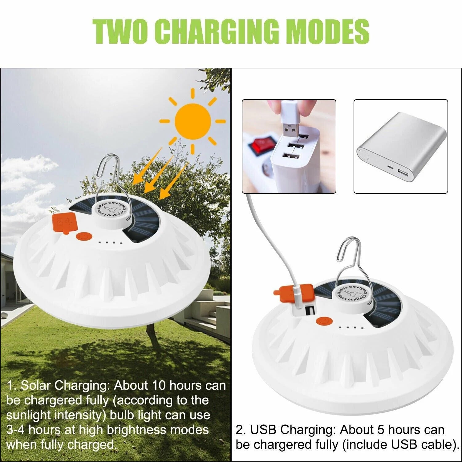 Rechargeable 60 LED Outdoor Camping Tent Light - USB and Solar Lantern for Hiking and Outdoor Activities