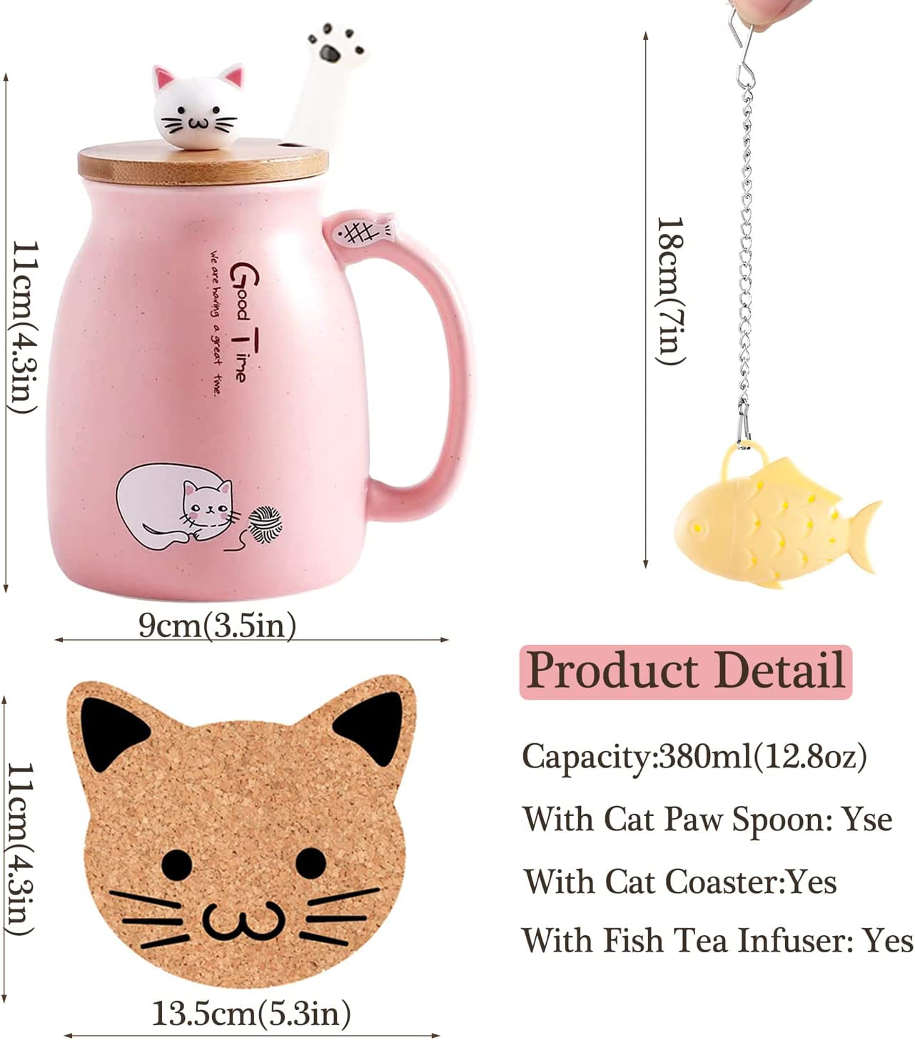 Adorable Kawaii Cat Mug with Infuser - Cuteness Overload for Tea & Coffee Lovers!