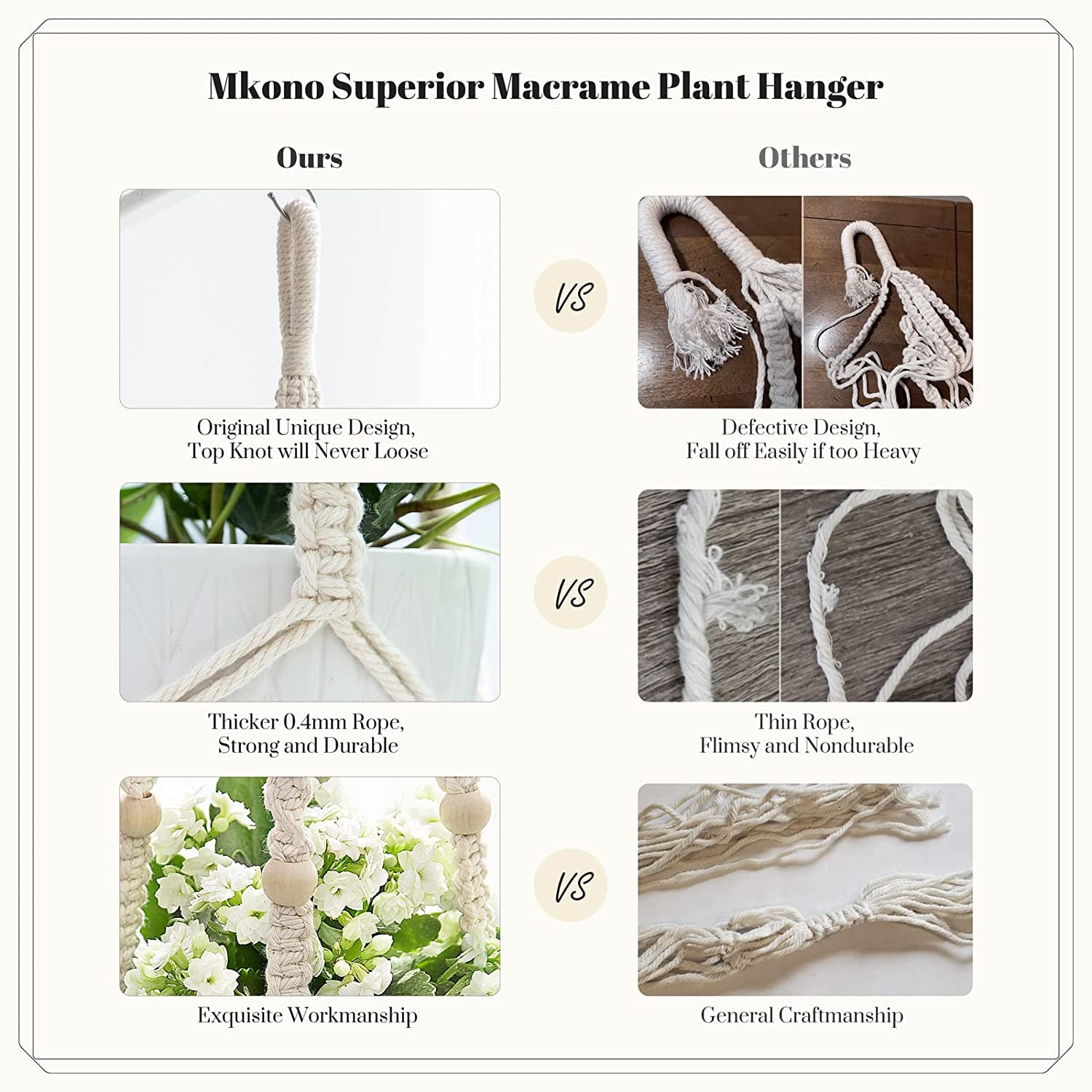 Macrame Hanging Plant Pots 3Ps