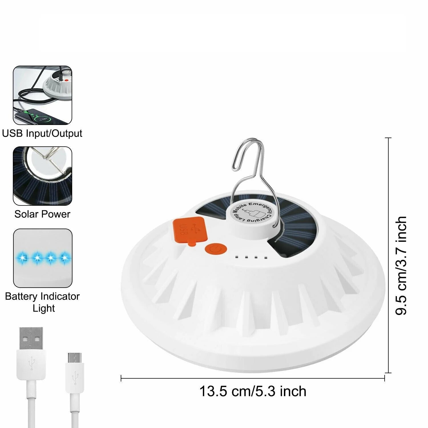 Rechargeable 60 LED Outdoor Camping Tent Light - USB and Solar Lantern for Hiking and Outdoor Activities