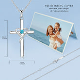 Elegant 925 Sterling Silver Cross Necklace with Dazzling 5A CZ Birthstone - Perfect Gift for Easter and Mother&