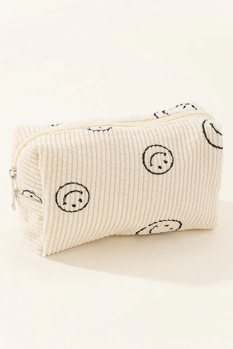Zenana Smiley Corduroy Cosmetic Bag