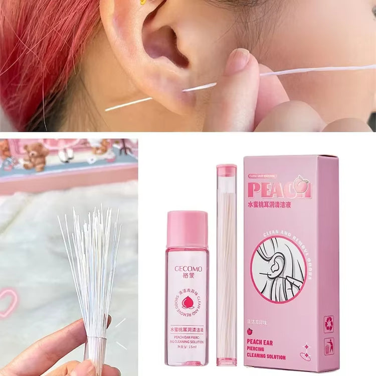 Ear Cleaning Solution Set (15/25ml) - Mint Flavored, Safe for Inflamed Blockages, Disposable Piercing Care Cleaner