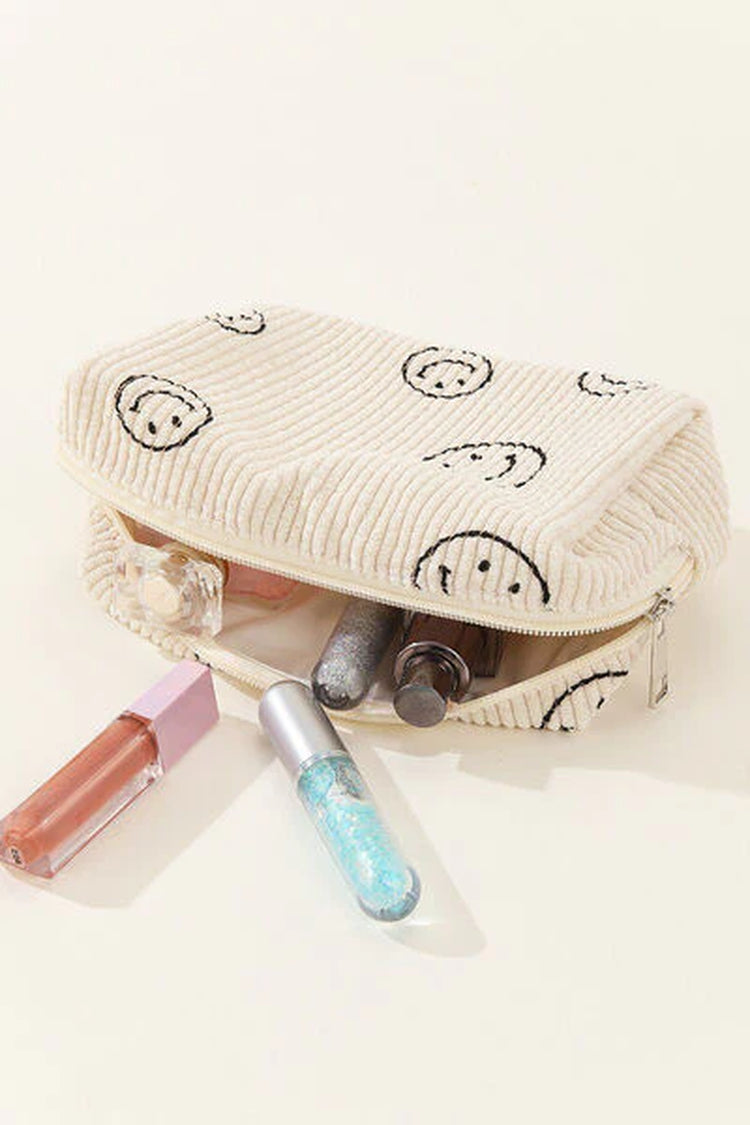 Zenana Smiley Corduroy Cosmetic Bag
