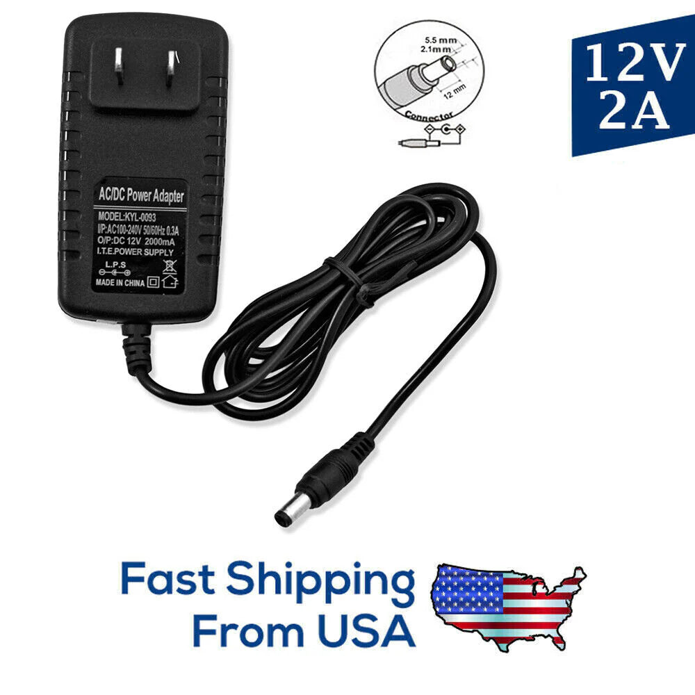 AC 100-240V to DC 12V 2A Power Supply Adapter for 24W Heavy-Duty LED Light Strips