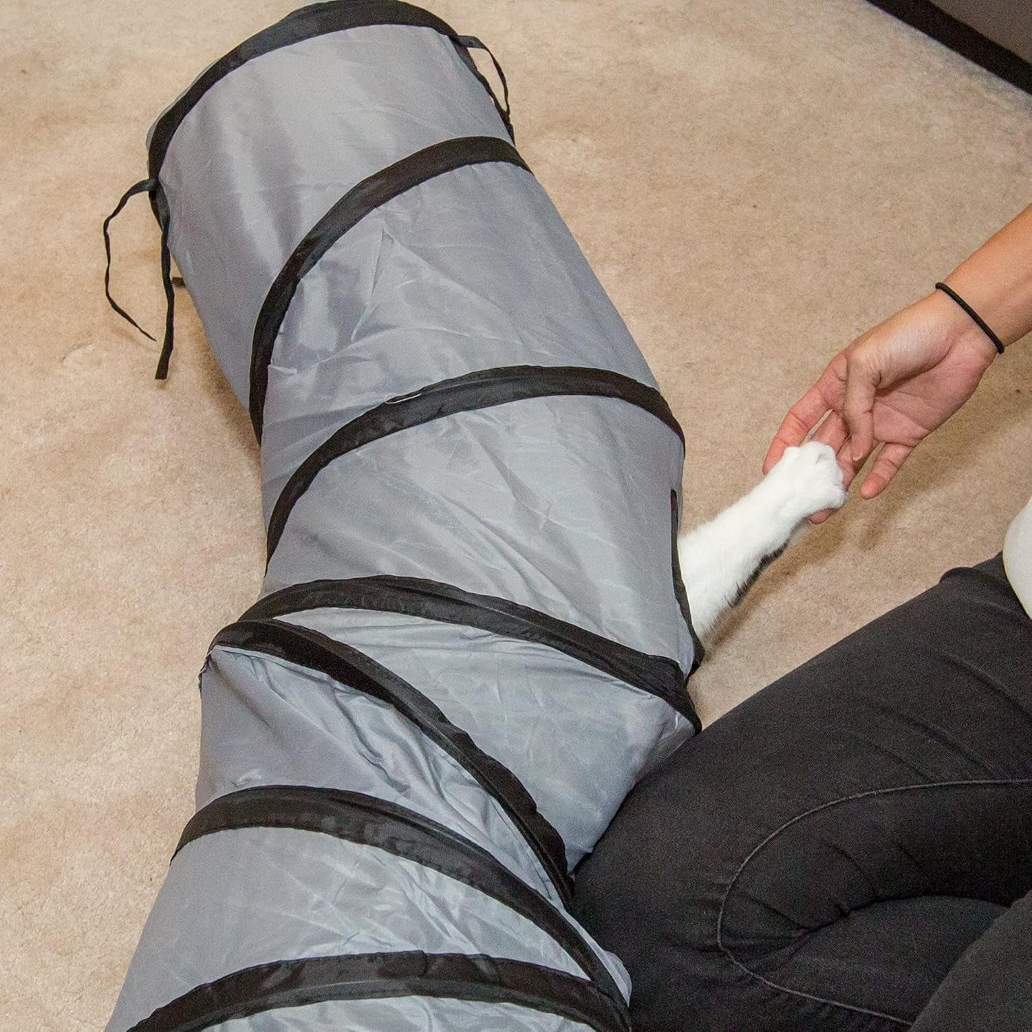 Transform Playtime with the S-Way Grey Cat Tunnel - Collapsible Pop-Up Fun for Cats & Small Pets!