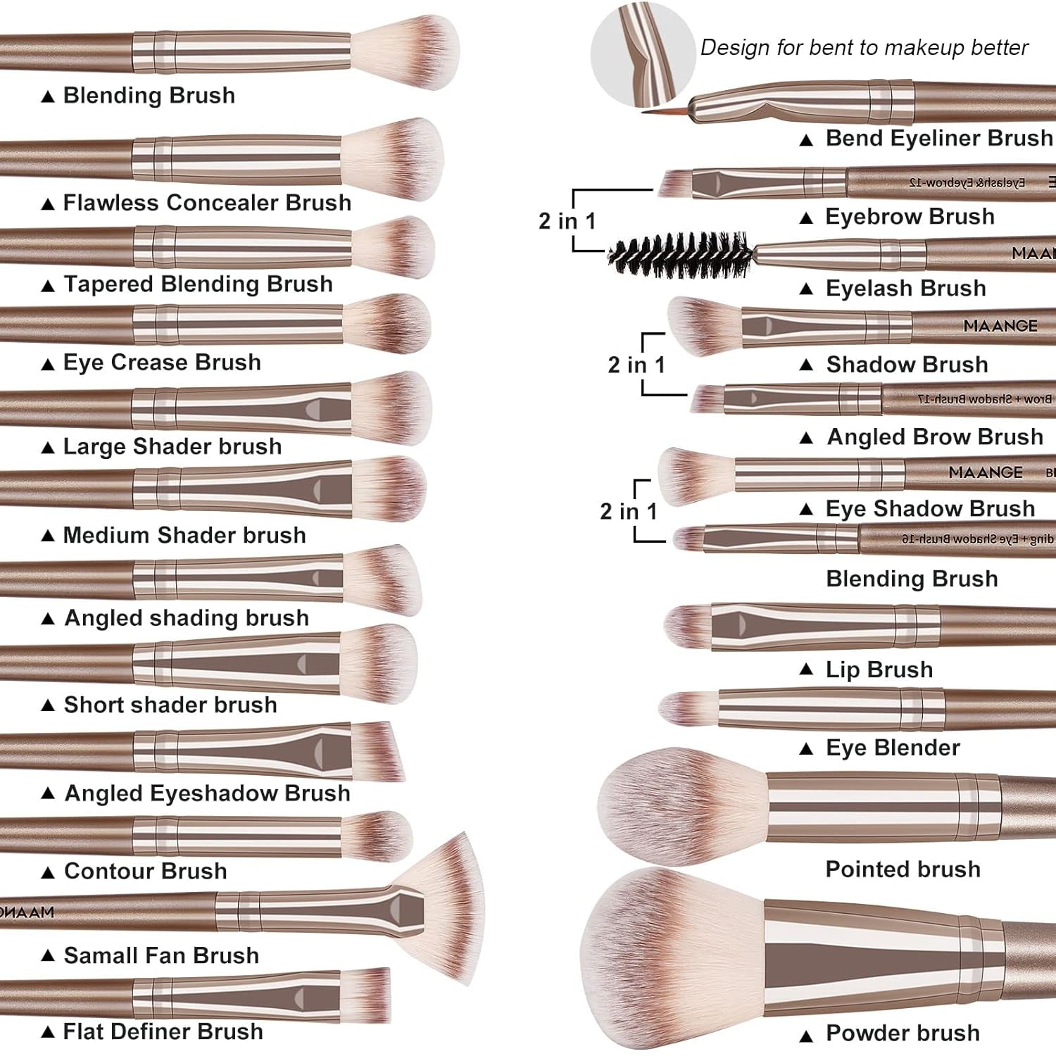 20PC Luxury Makeups Brushs Set