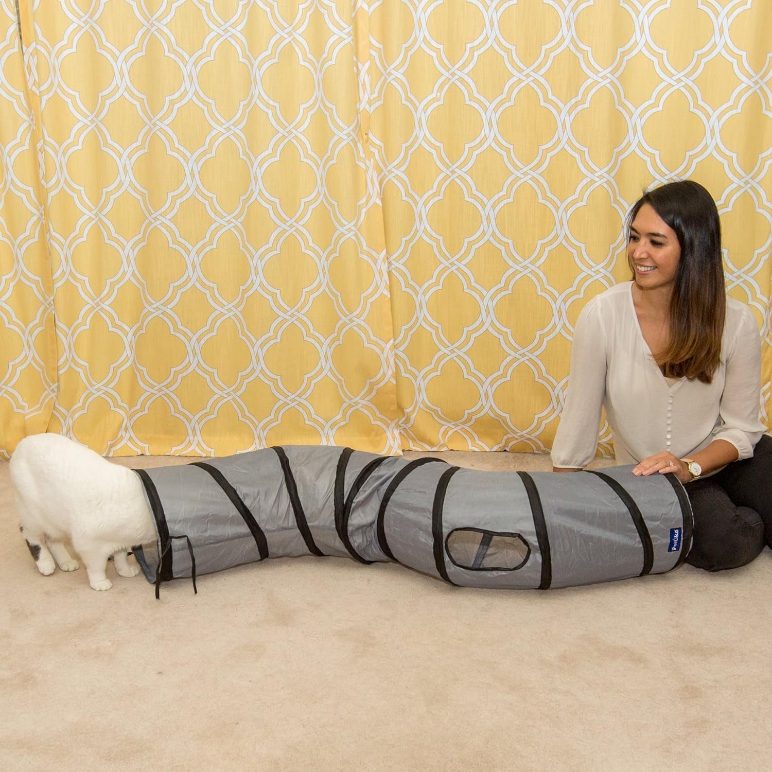 Transform Playtime with the S-Way Grey Cat Tunnel - Collapsible Pop-Up Fun for Cats & Small Pets!
