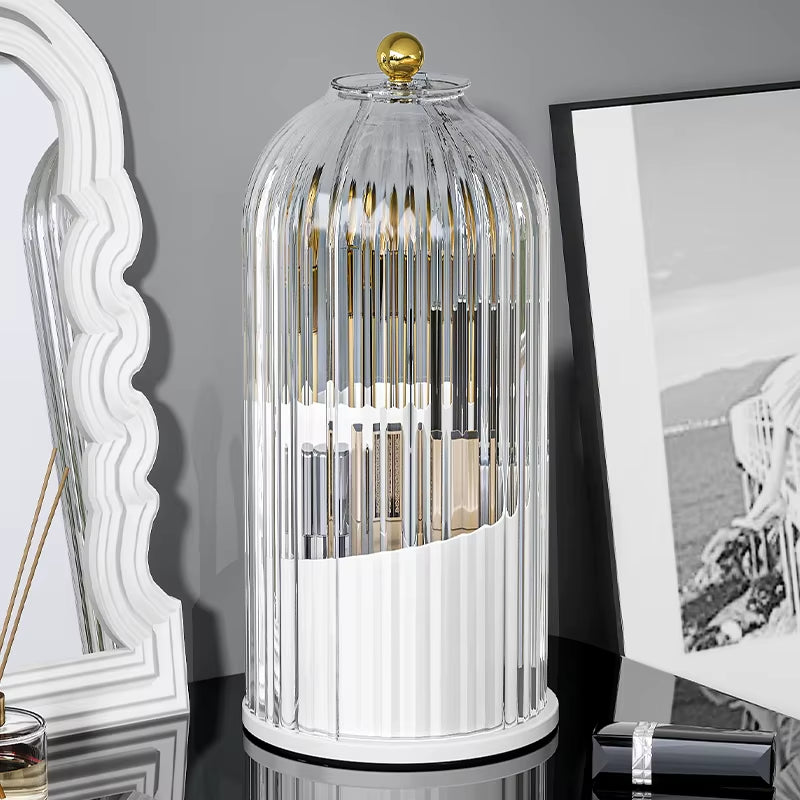 Soporte Giratorio De 360 ° Con Tapa Para Brochas De Maquillaje, Caja De Almacenamiento Para Lápiz Labial, Cejas, Sombra De Ojos,