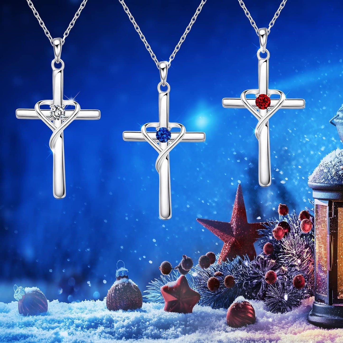 Elegant 925 Sterling Silver Cross Necklace with Dazzling 5A CZ Birthstone - Perfect Gift for Easter and Mother's Day