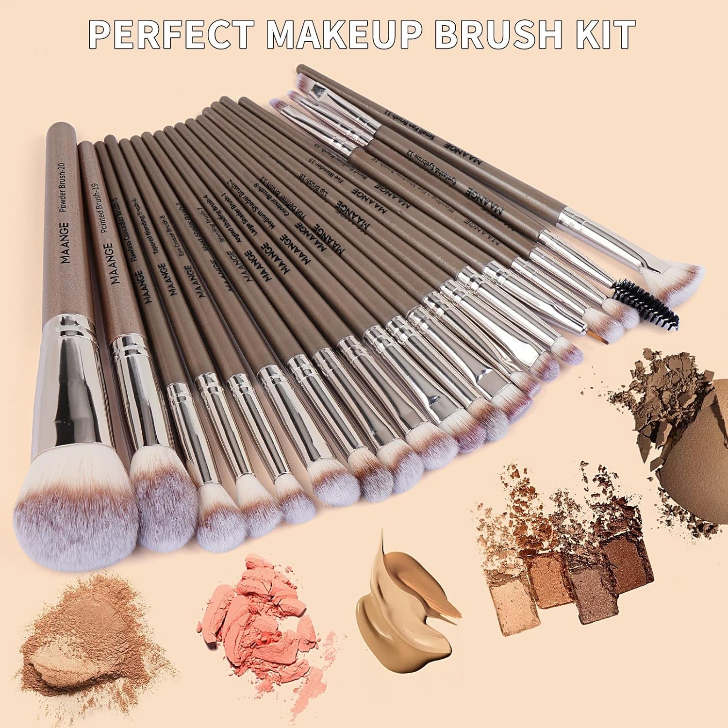 Indulge in Luxury: 20-Piece Professional Makeup Brushes Set for Flawless Foundation, Eyeshadow, and More - Complete with Stunning Gift Box!