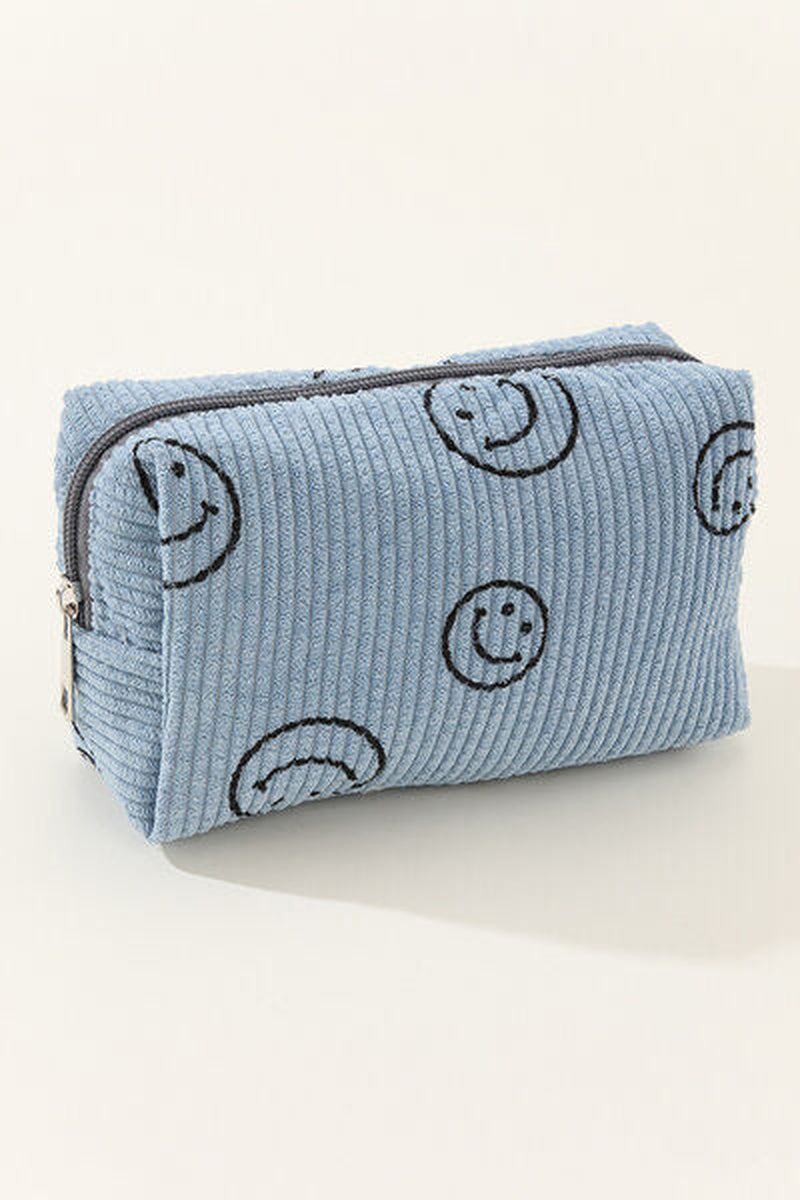 Zenana Corduroy Cosmetic Pouch with Smiley Face Design