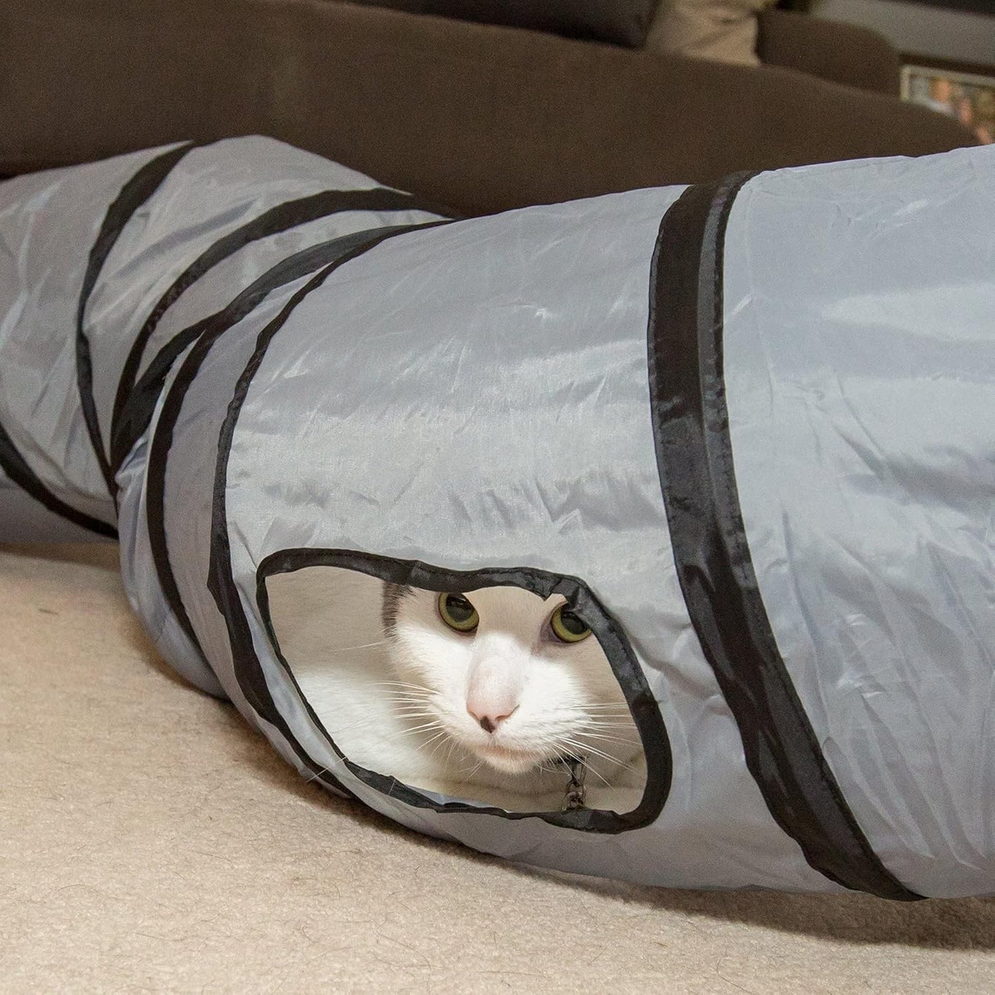 Transform Playtime with the S-Way Grey Cat Tunnel - Collapsible Pop-Up Fun for Cats & Small Pets!