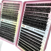 New 640 Cluster Lashes Kit 5D Fluffy Thick Eyelash Extension Kit Volume Mixed Tray Faux Mink Lashes Lash Extension Makeup