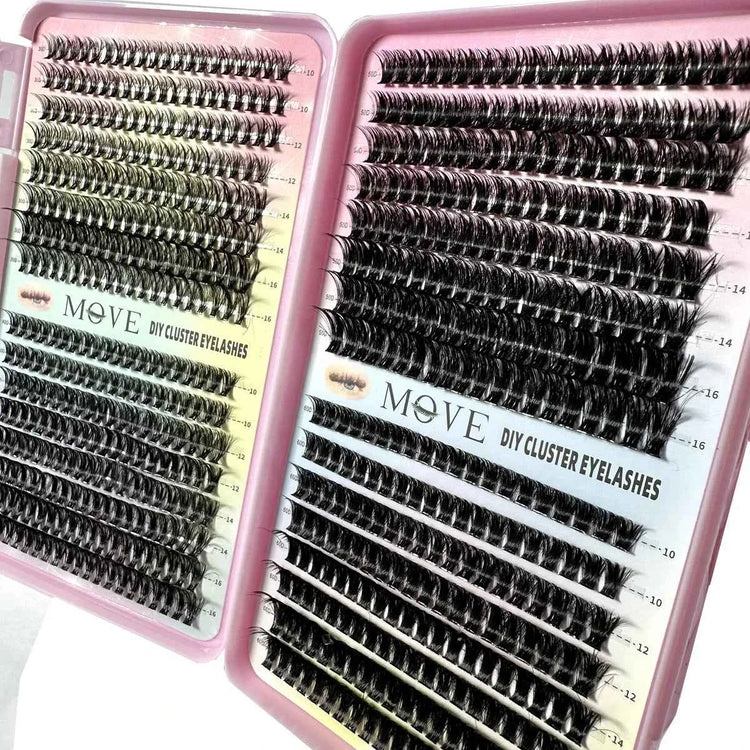 New 640 Cluster Lashes Kit 5D Fluffy Thick Eyelash Extension Kit Volume Mixed Tray Faux Mink Lashes Lash Extension Makeup