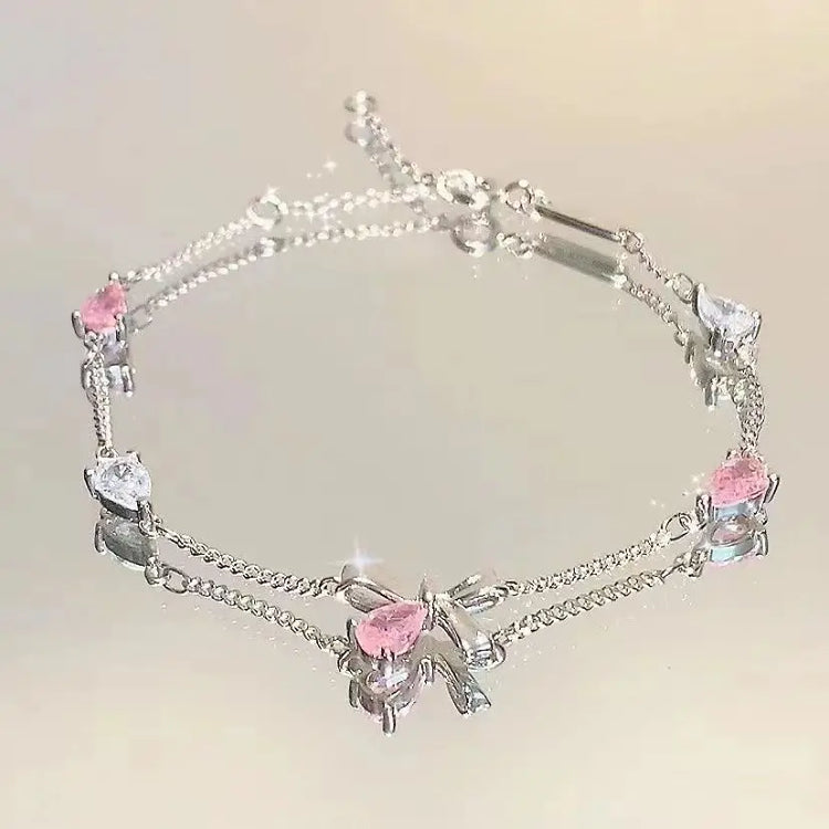Pink Zircon Butterfly Bracelet