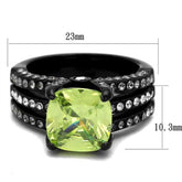 TK2491 - IP Black(Ion Plating) Stainless Steel Ring with AAA Grade CZ  in Apple Green color-1