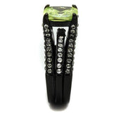 TK2491 - IP Black(Ion Plating) Stainless Steel Ring with AAA Grade CZ  in Apple Green color-3