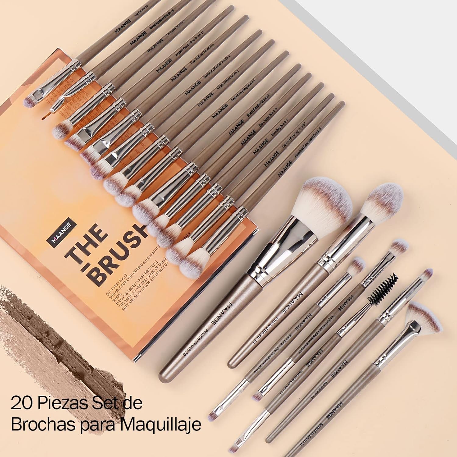 Indulge in Luxury: 20-Piece Professional Makeup Brushes Set for Flawless Foundation, Eyeshadow, and More - Complete with Stunning Gift Box!