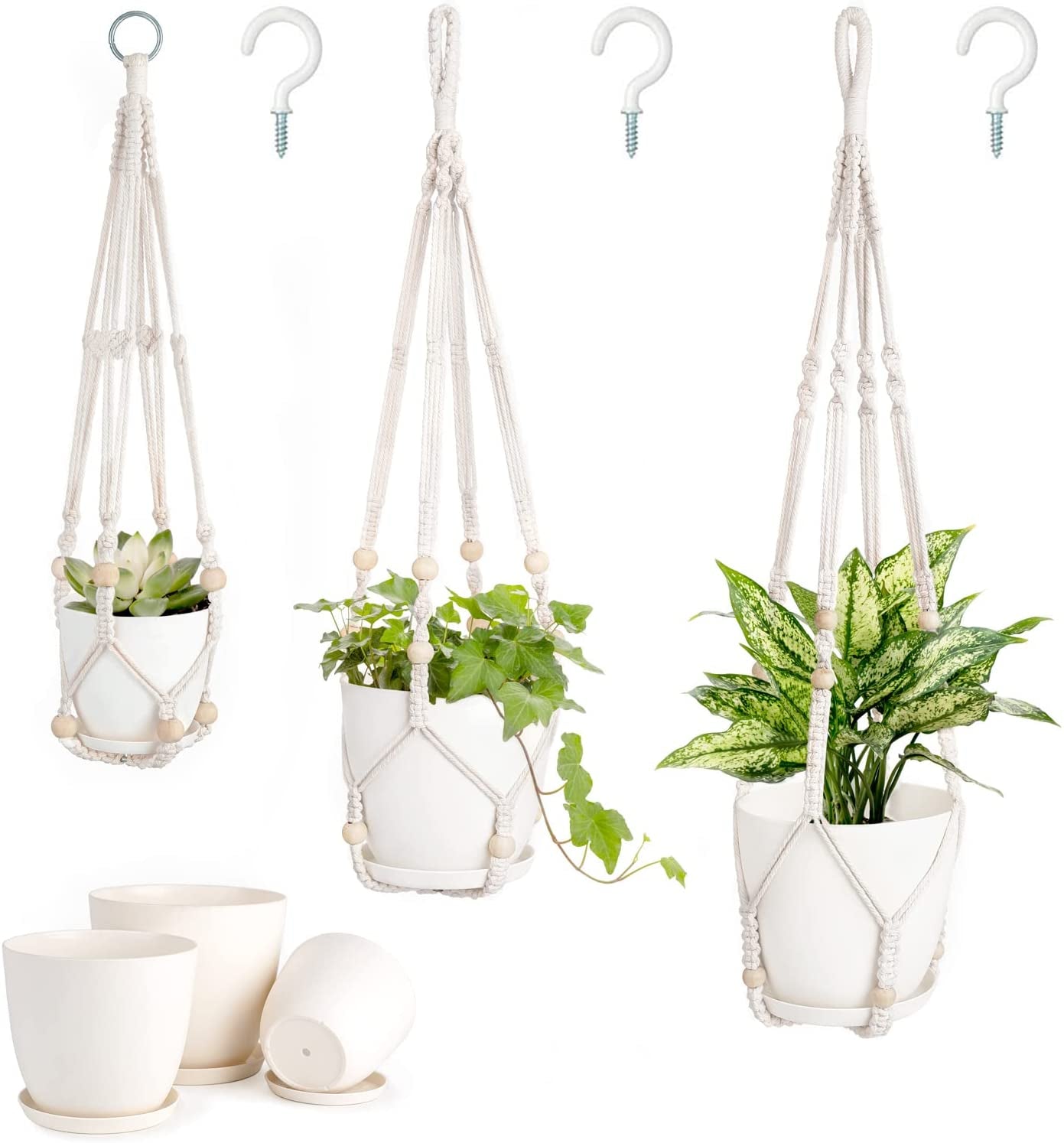 Macrame Hanging Plant Pots 3Ps
