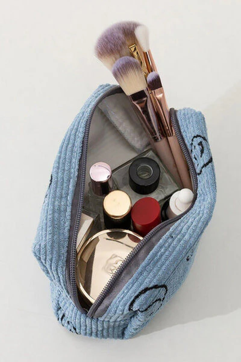 Zenana Smiley Corduroy Cosmetic Bag