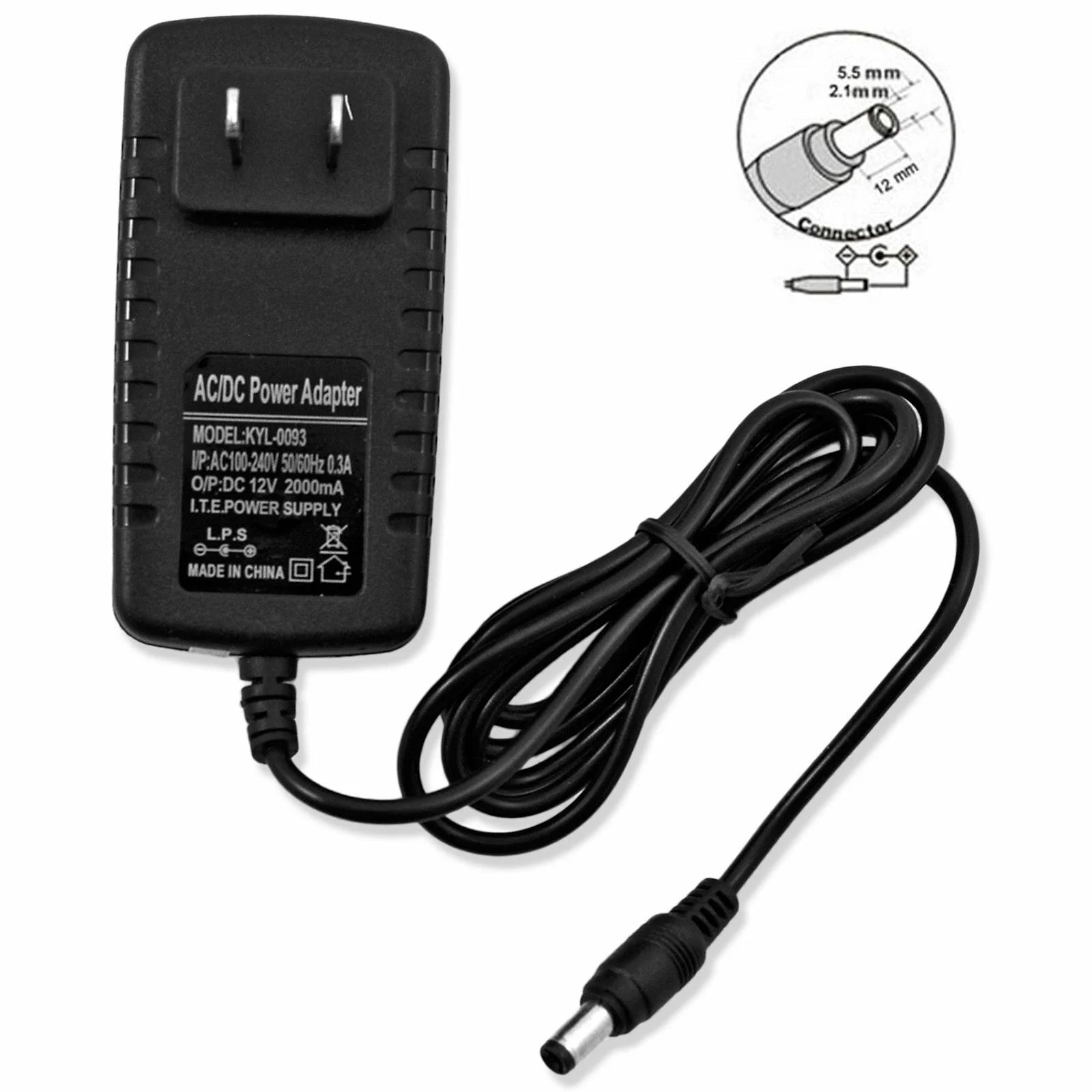 AC 100-240V to DC 12V 2A Power Supply Adapter for 24W Heavy-Duty LED Light Strips