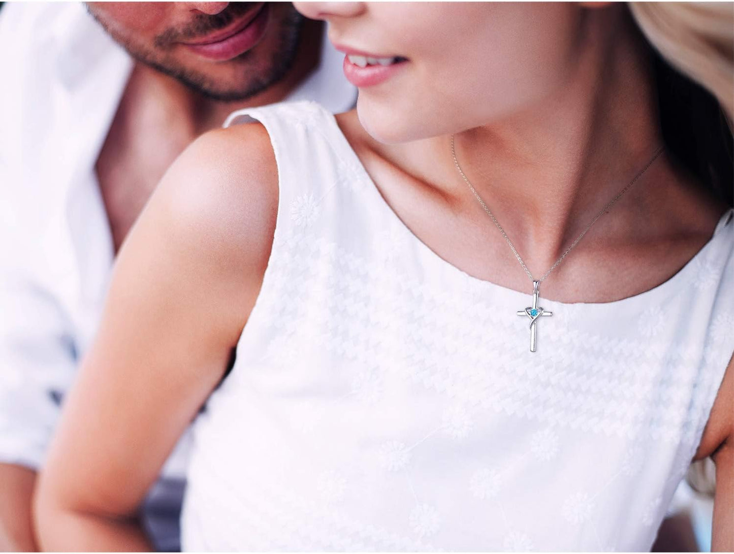 Elegant 925 Sterling Silver Cross Necklace with Dazzling 5A CZ Birthstone - Perfect Gift for Easter and Mother's Day