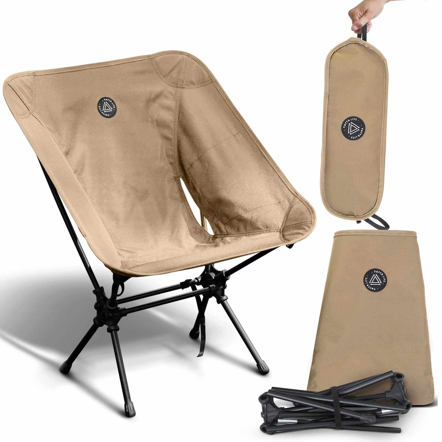 Experience Ultimate Comfort with Our Low Back Ultralight Folding Camping Chair - Perfect for All Your Outdoor Adventures in Army Green