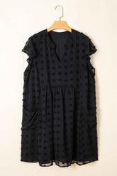 Lilith Plus Size Dotty Textured Ruffled Dress