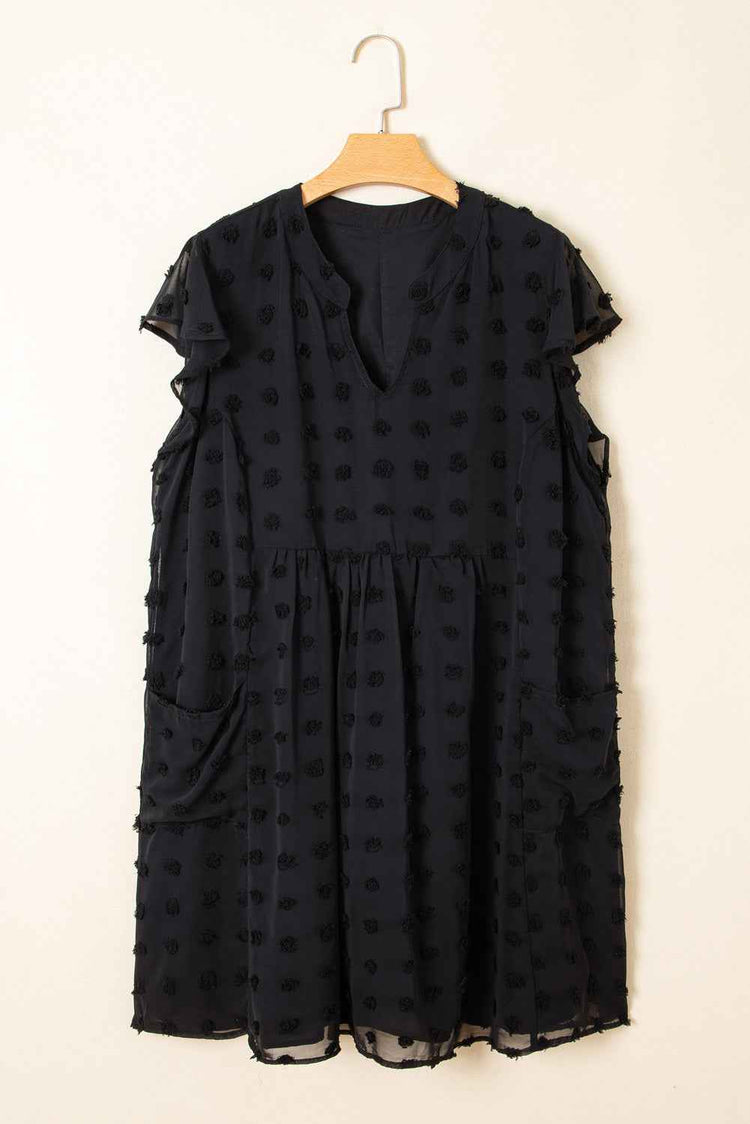 Lilith Plus Size Dotty Textured Ruffled Dress