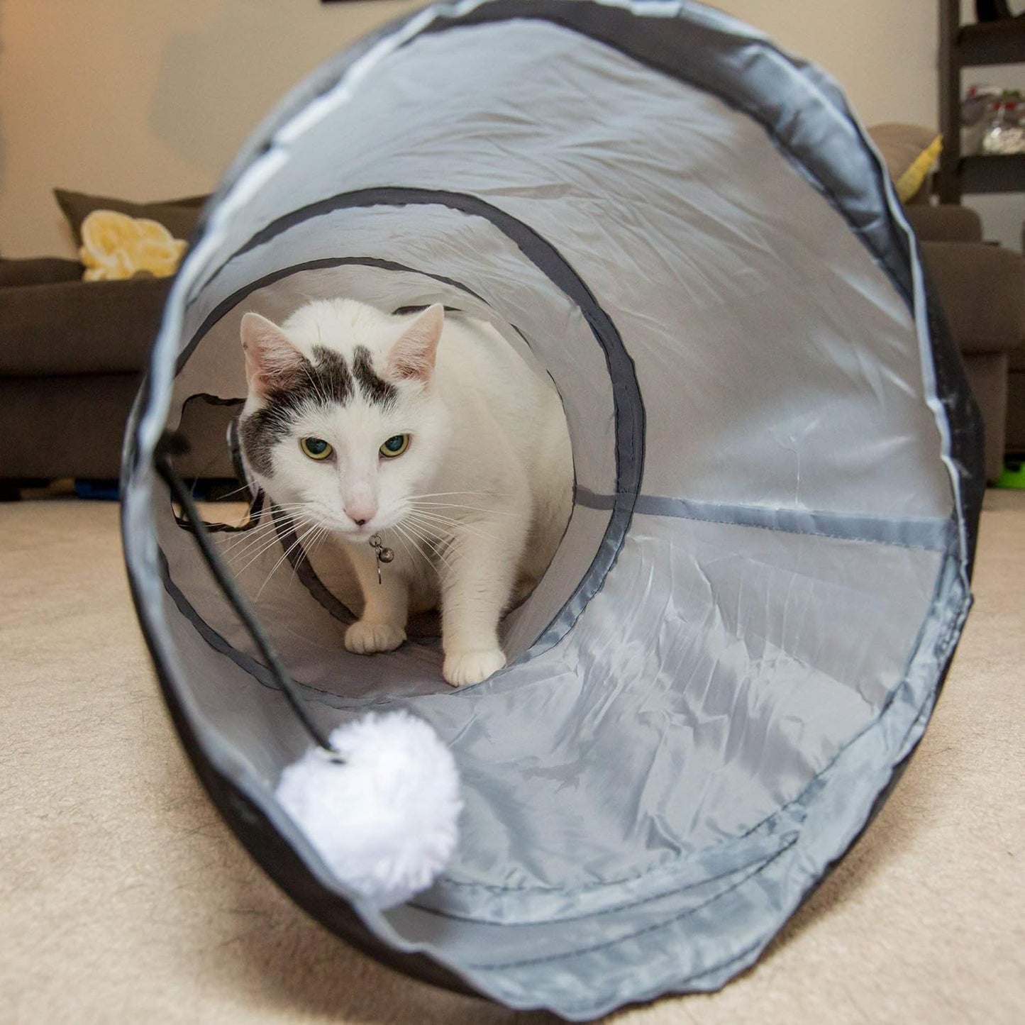 Transform Playtime with the S-Way Grey Cat Tunnel - Collapsible Pop-Up Fun for Cats & Small Pets!