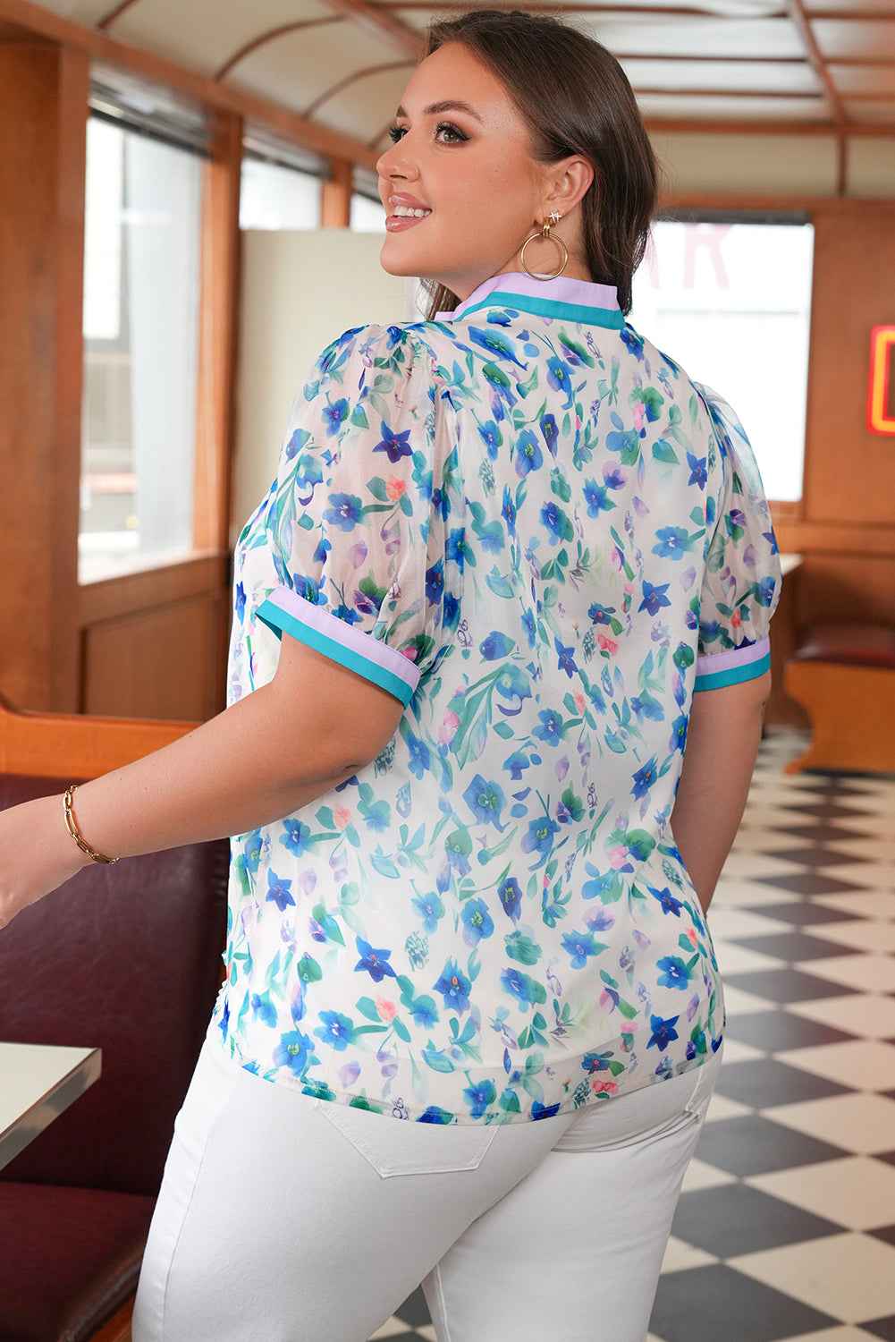 Rowan Plus Size Floral Split Neck Blouse