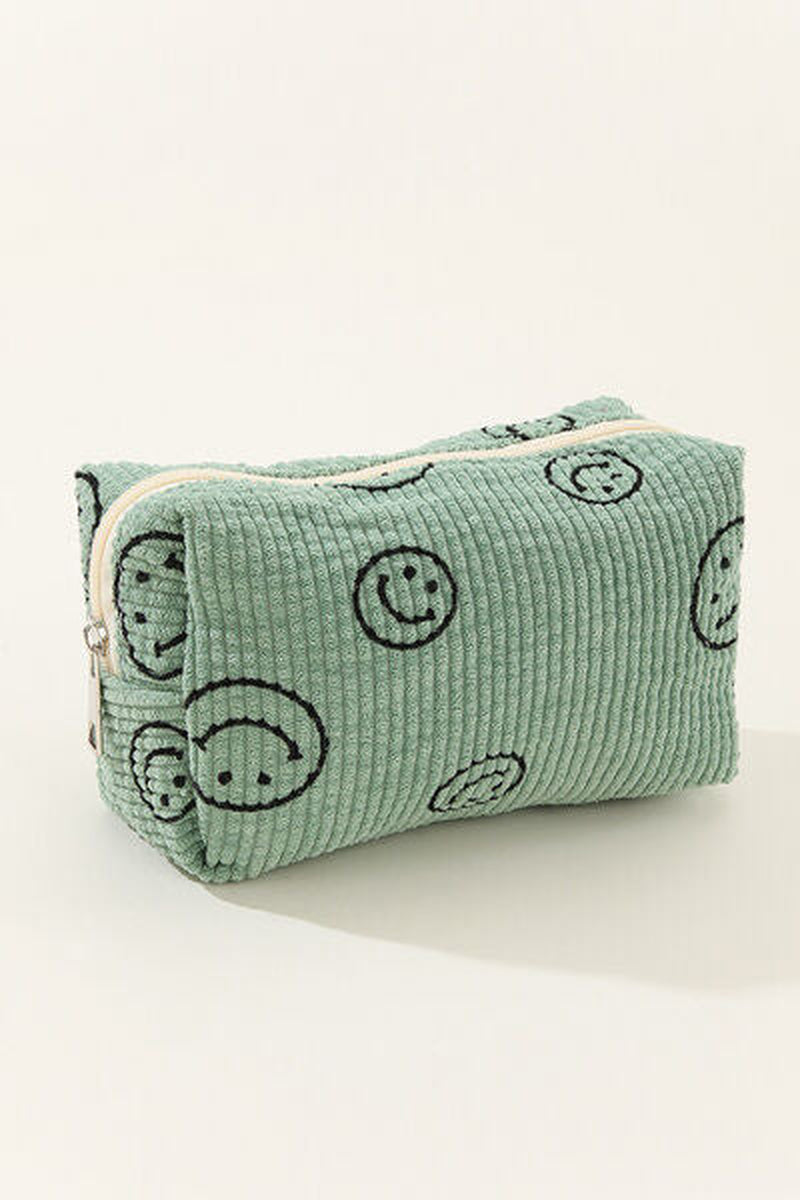Zenana Corduroy Cosmetic Pouch with Smiley Face Design