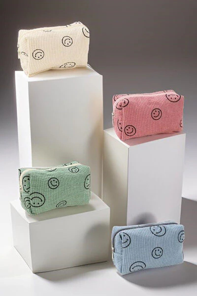 Zenana Smiley Corduroy Cosmetic Bag