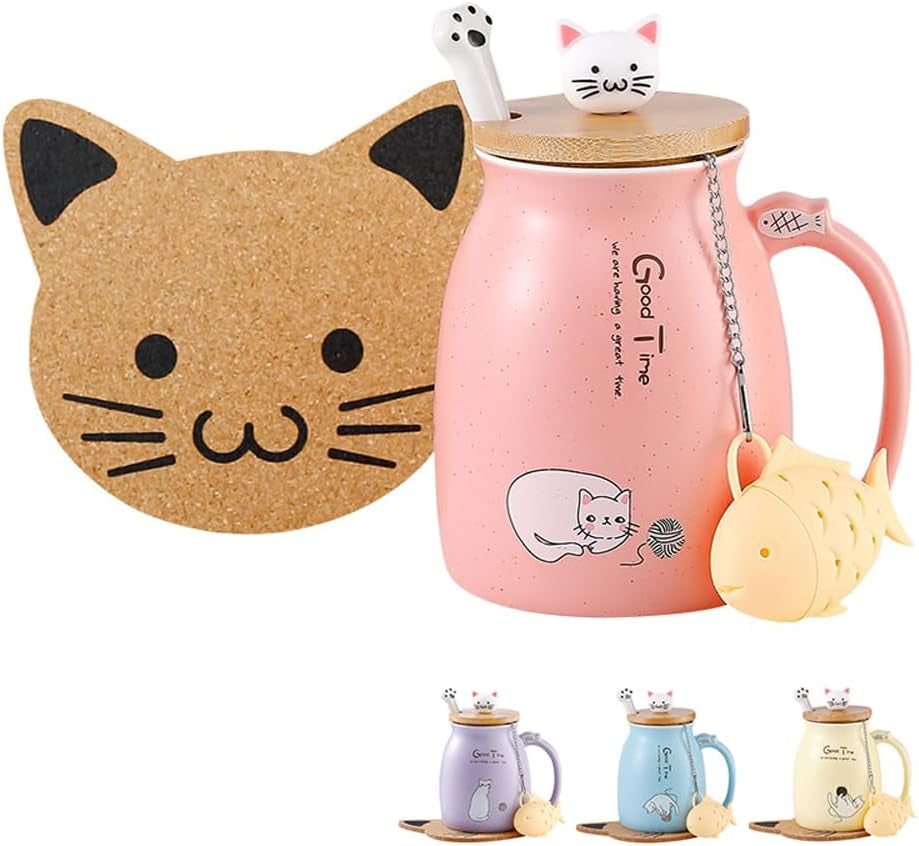 Adorable Kawaii Cat Mug with Infuser - Cuteness Overload for Tea & Coffee Lovers!