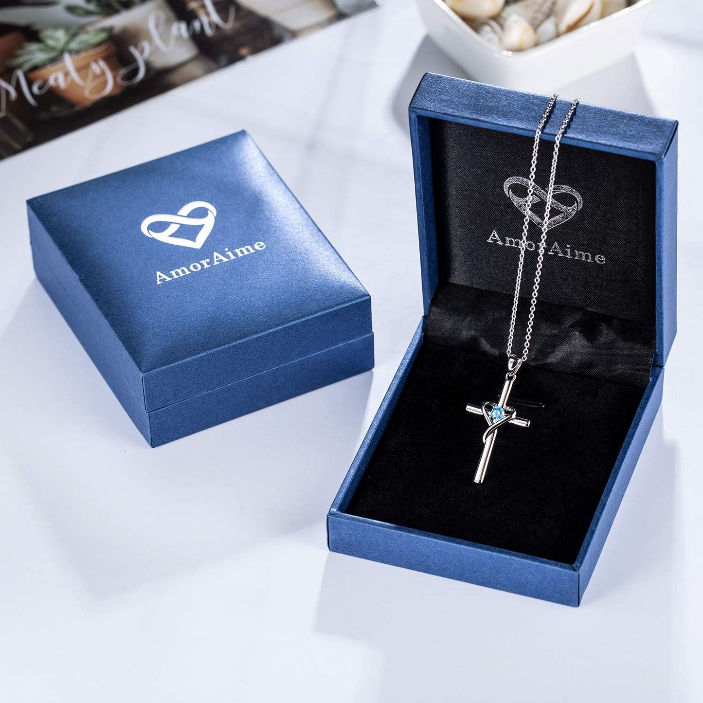 Elegant 925 Sterling Silver Cross Necklace with Dazzling 5A CZ Birthstone - Perfect Gift for Easter and Mother's Day