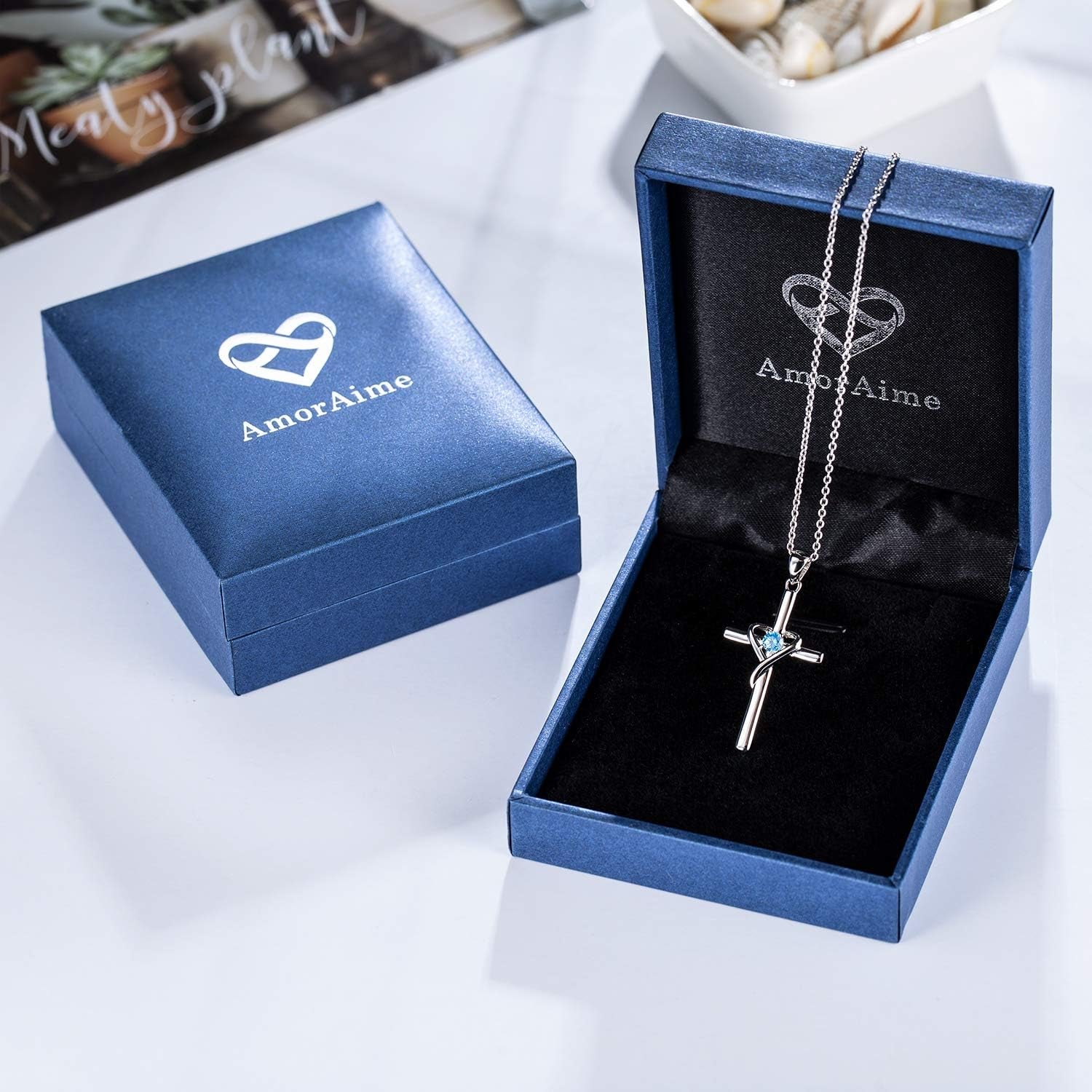 Elegant 925 Sterling Silver Cross Necklace with Dazzling 5A CZ Birthstone - Perfect Gift for Easter and Mother's Day