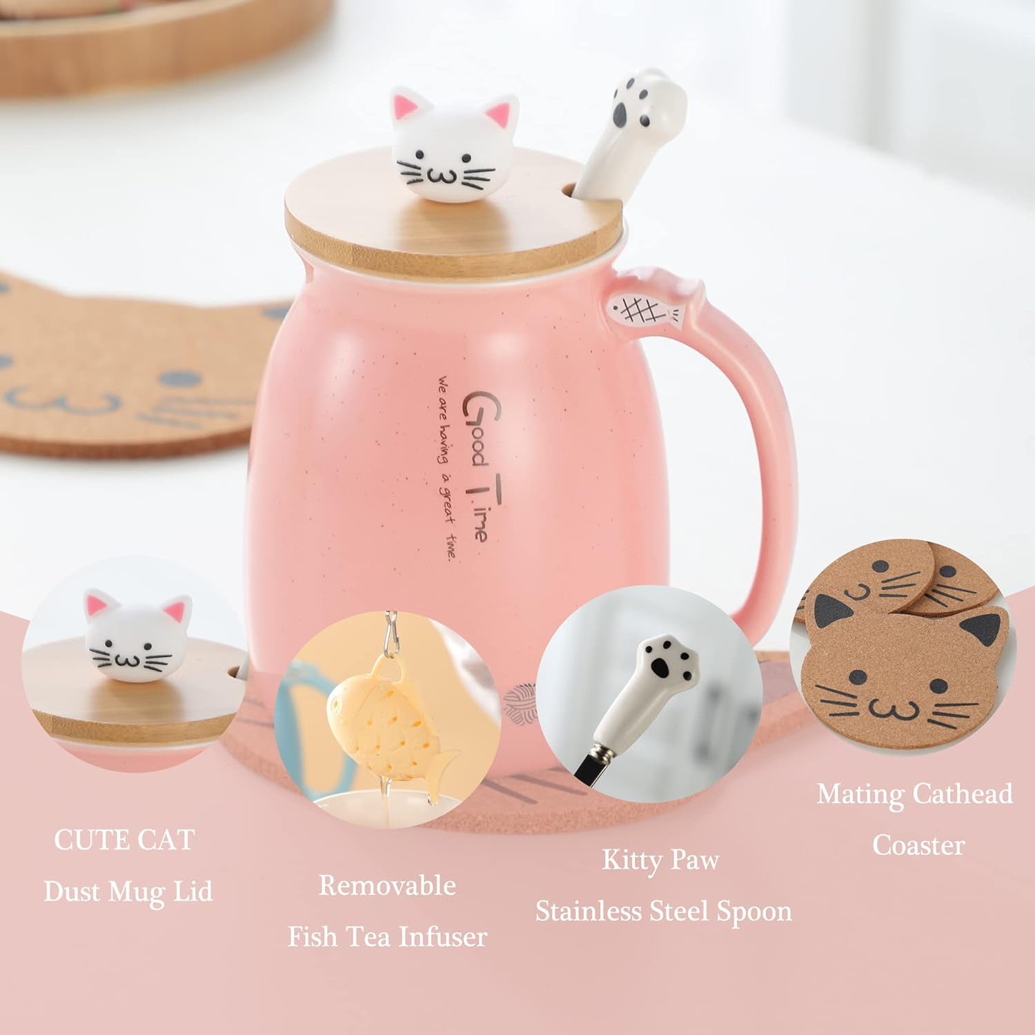 Adorable Kawaii Cat Mug with Infuser - Cuteness Overload for Tea & Coffee Lovers!