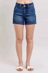 Judy Blue Full Size Double Button Waistband Denim Shorts Plus Size