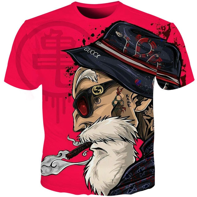 Men Anime Print Dragon Ball 3D T-Shirt Oogway Tees Master Roshi Men T shirt Streetwear Plus Size-5