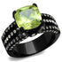 TK2491 - IP Black(Ion Plating) Stainless Steel Ring with AAA Grade CZ  in Apple Green color-0